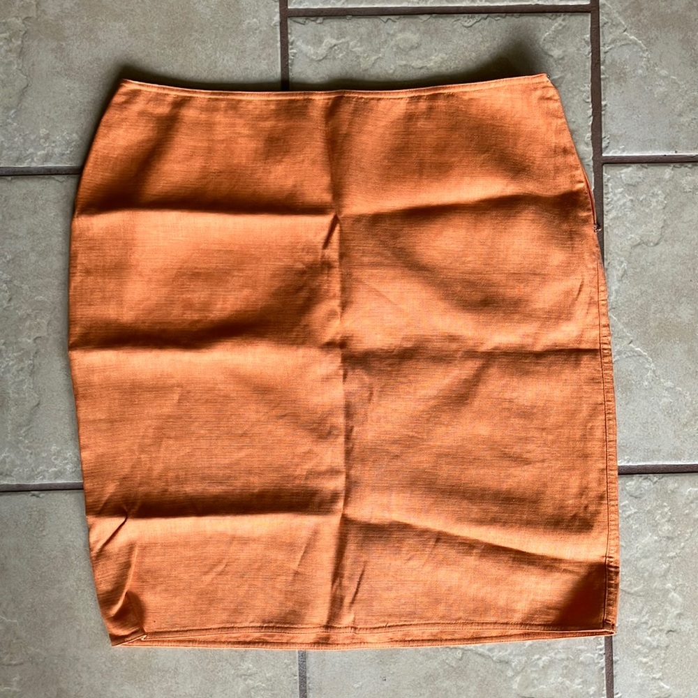 Ellen Tracy orange linen skirt